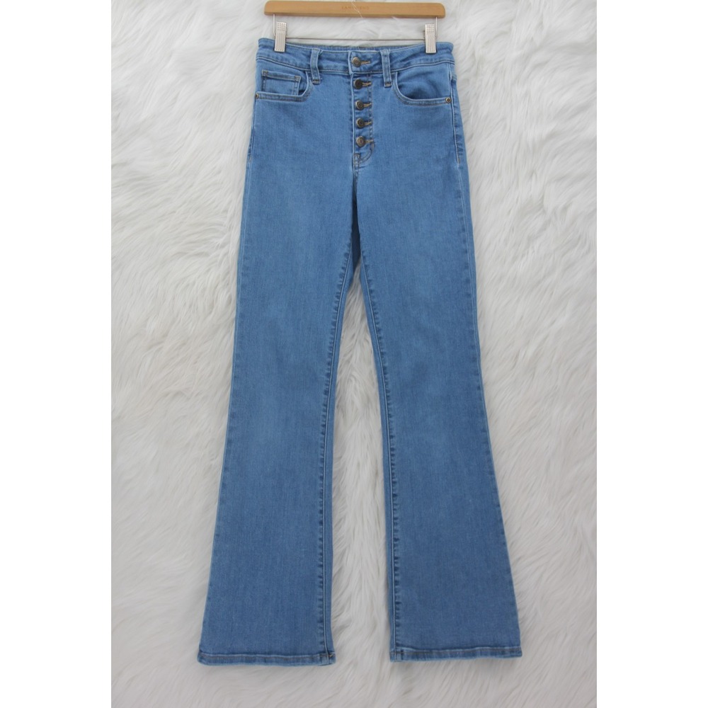 Harper Heritage Jeans Womens 25 Blue High Rise Bootcut Denim Button Fly Boho